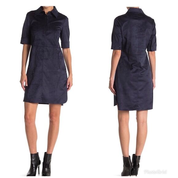 Elie Tahari Dresses & Skirts - 𝅺ELIE Tahari dress blue micro suede size 8 spring fall
